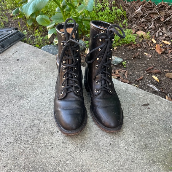 Chippewa boots made in USA black lace up combat 8" leather lacers 7 avant garde - Picture 5 of 14